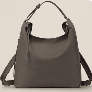 All Saints KITA LEATHER CROSSBODY BAG in pristine condition gray sand color